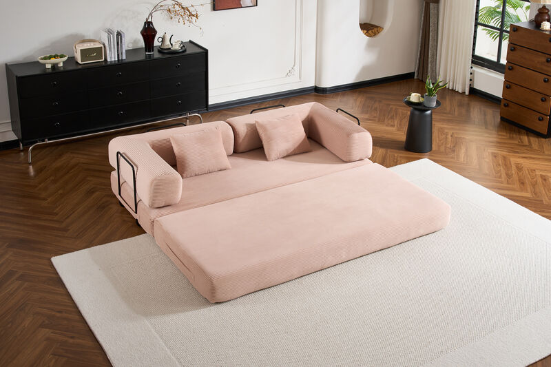 Cozy Convertible Sofa Bed with Cylindrical Pillow for Home Comfort