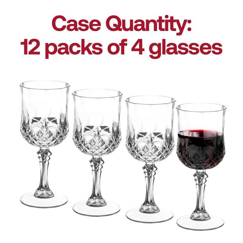 8 oz. Crystal Cut Plastic Wine Glasses (48 Glasses) image number 4
