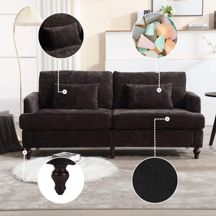 GOODSILO Mid Century Modern Loveseat Sofa with Chenille Upholstery and Solid Wood Frame for Compact Living Spaces