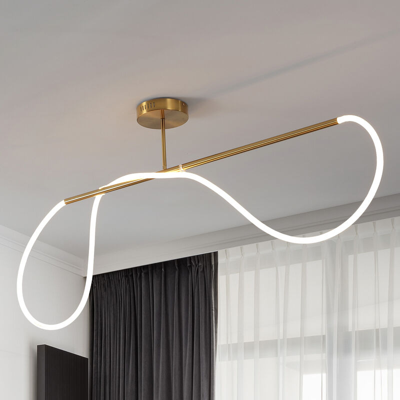 Alessio Contemporary Minimalist 360 Adjustable Silicone Neon Rope Dimmable Linear Integrated LED Flush Mount