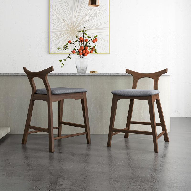 Ashcroft Furniture Co Hester Solid Wood Upholstered Square Bar Chair (Set of 2) image number 1