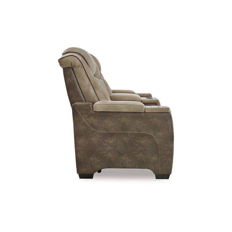 Corbin Power Reclining Loveseat, 75 Inch, Brown Faux Leather, USB Port
