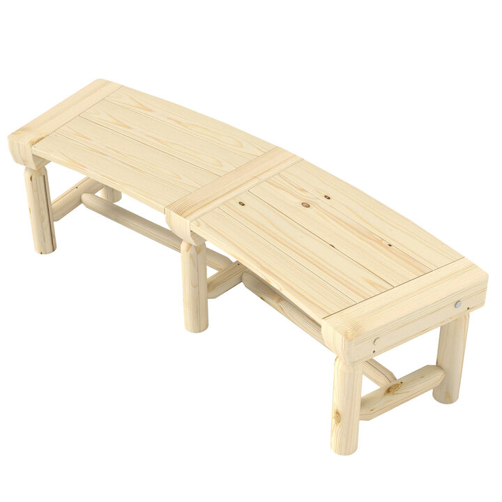 Hivvago Semicircular Wooden Garden Bench for Outdoor Spaces