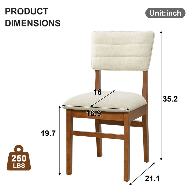 Whisen 4-Piece 16.9inch Upholstered Dining Chairs, Solid Rubber Wood Foam Mid-Century Modern for Kitchen Dining Room image number 9