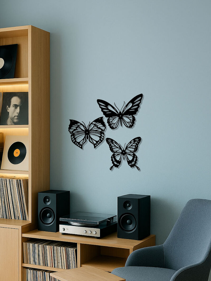 3-Piece Metal Insect Wall Decor Set, Dragonfly Hummingbird Butterfly image number 7