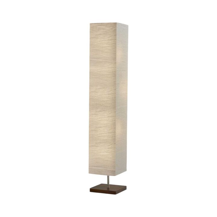 Hivvago 57" Brown And White Two Light Column Floor Lamp With White Paper Rectangular Shade