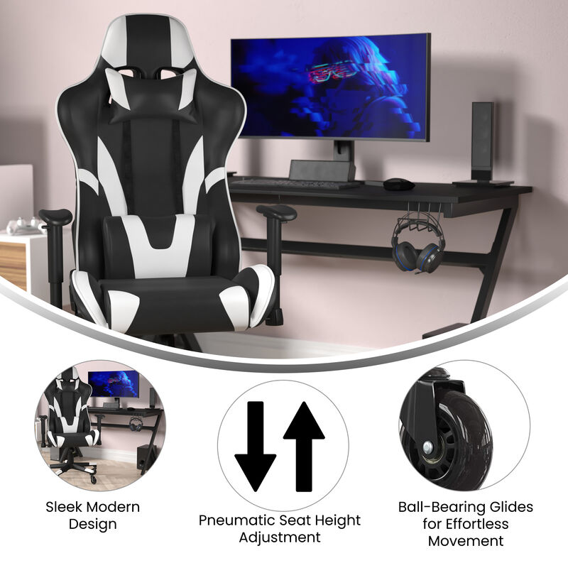X20 Gaming Chair Racing Office Computer PC Adjustable Chair with Reclining Back and Transparent Roller Wheels in   LeatherSoft