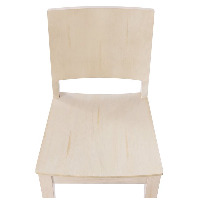 Flash Furniture 2 Pack Naples Solid Wood Dining Chairs, Curved Backrests, Antique White Finish image number 7