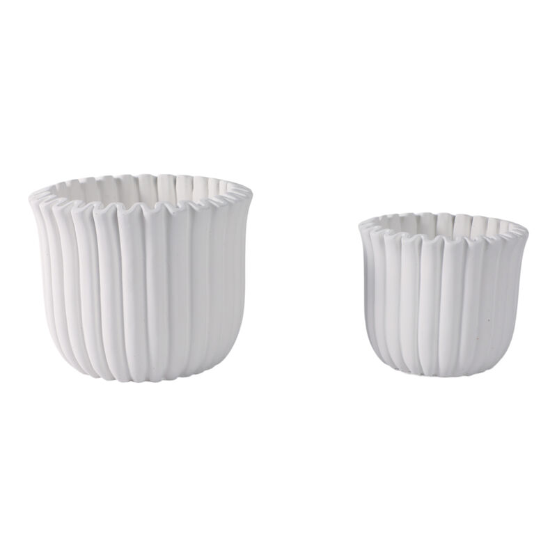 Fluted Planters, White Set