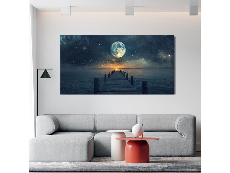 Large Coastal Canvas Wall Art Blue Landscape for Living Room Bedroom Office image number 2