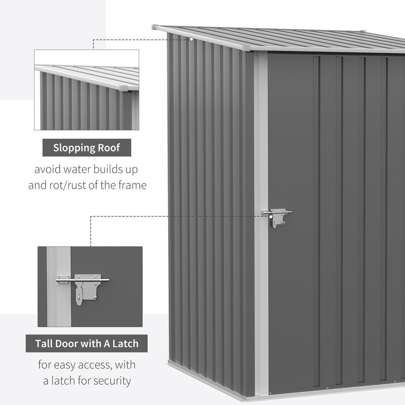 Outsunny 3.3' x 3.4' Outdoor Storage Shed, Galvanized Metal Utility Garden Tool House, 2 Vents and Lockable Door for Backyard, Bike, Patio, Garage, Lawn, Gray