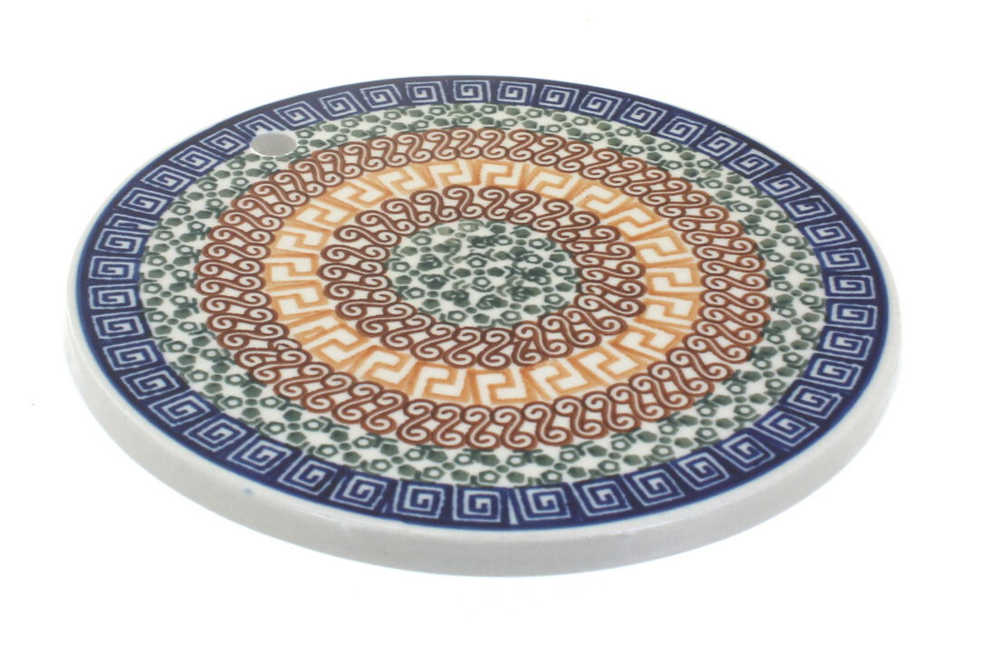 Blue Rose Polish Pottery Mosaic Beach Trivet