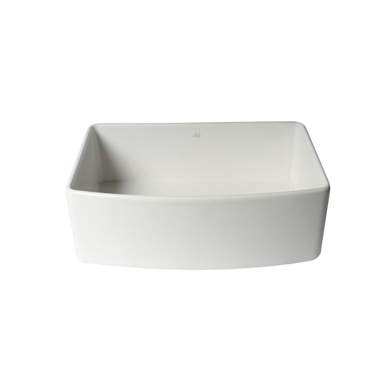 ALFI brand ALFI Brand White Smooth Curved Apron 30 x 20 Single Bowl Fireclay Farm Sink