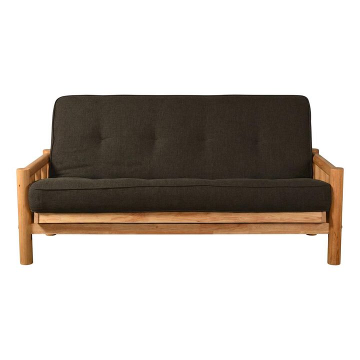 Lodge Frame-Natural Finish-Linen Charcoal Mattress