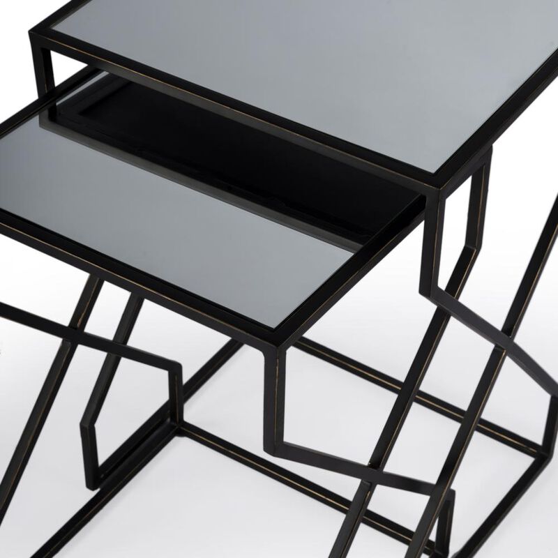 Butler Specialty Demi Modern Mirrored Nesting Tables, Black