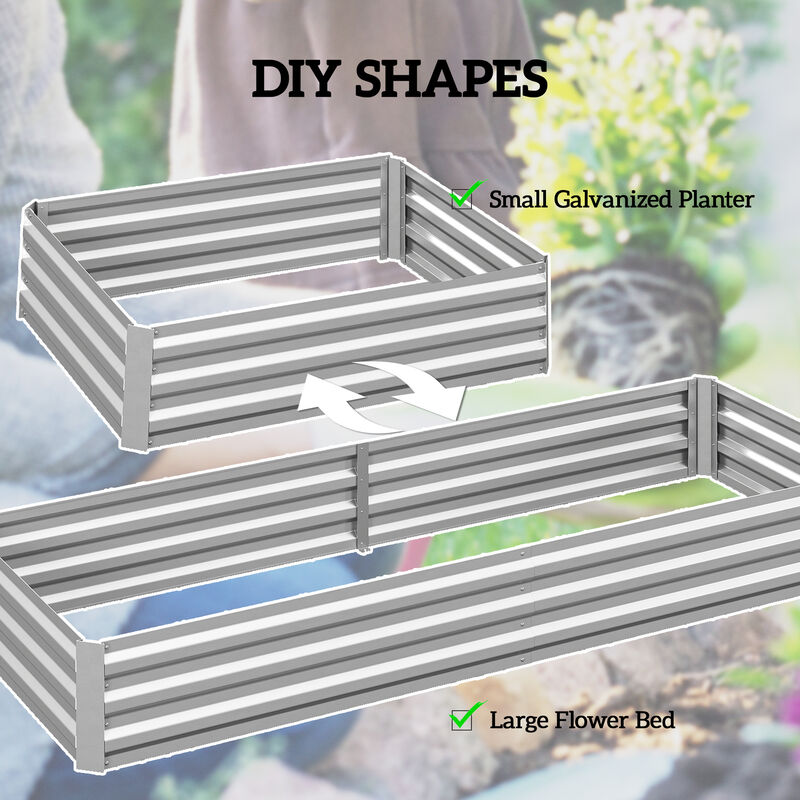 Hivvago Raised Garden Bed 95" x 36" Galvanized Metal Planter image number 4