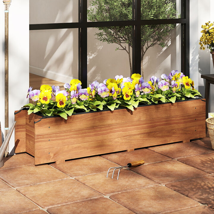 Rectangular Raised Garden Bed with Liner and Drainage Holes, Elevated Design-Orange