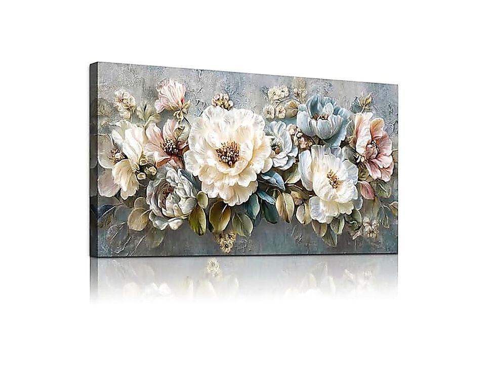Floral Vintage Wall Art Decor Bedroom Large Flower Farmhouse Retro Canvas Walls