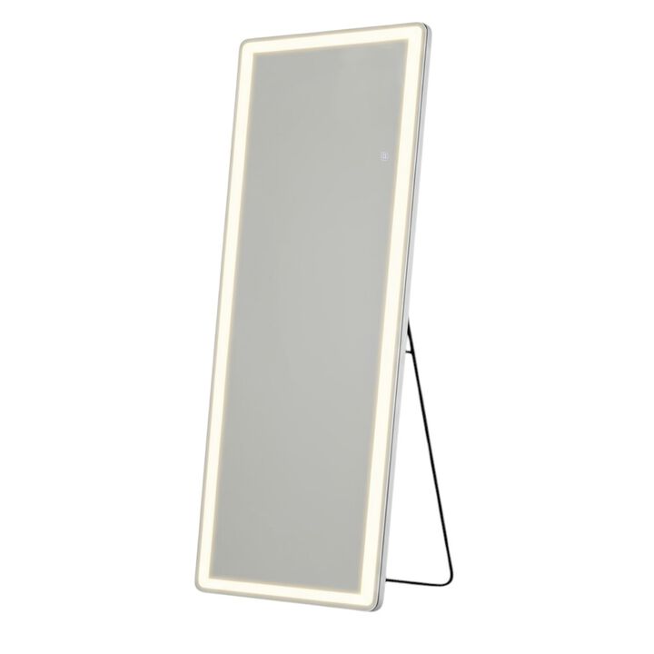 HomeRoots 71" Clear Lighted Freestanding and Wall Mount Frameless Full Length Mirror