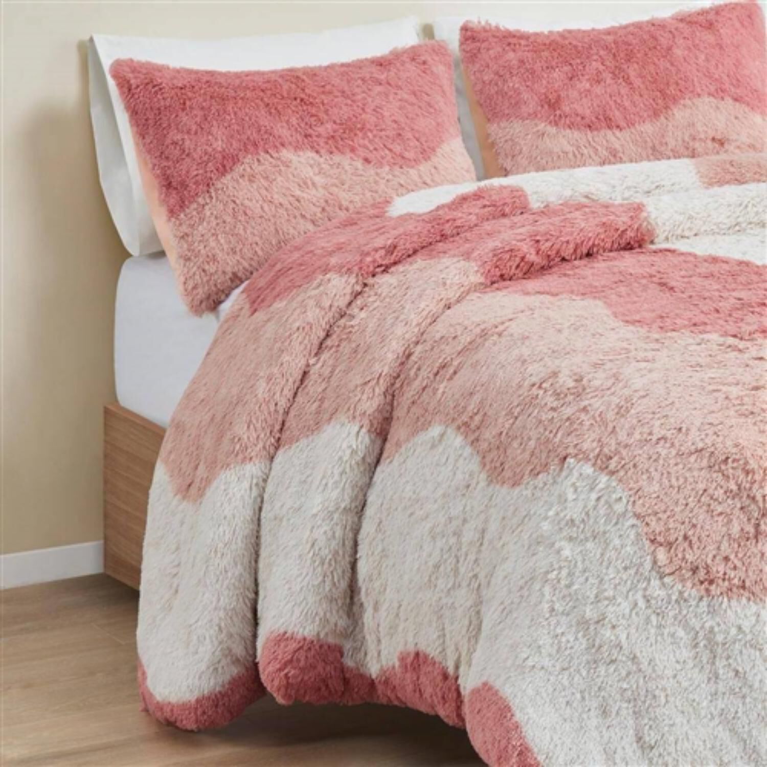 Hivvago Twin/Twin XL Pink Blush White Reversible Soft Sherpa Faux