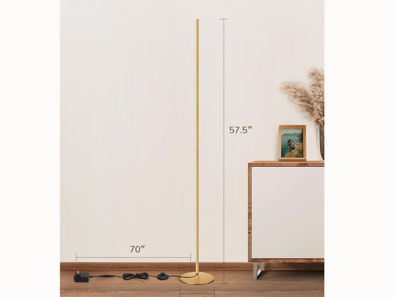 Farmhouse Floor Lamp &ndash; 57.5" Tall, Hanging Cage Design, Wood Finish