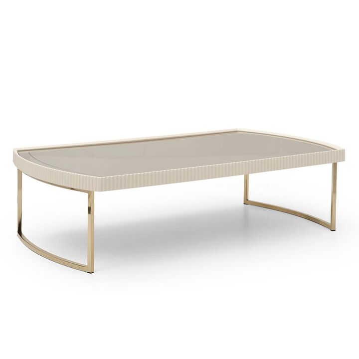 Michael Amini Lisbon Cocktail Table - Silken Matte Cream