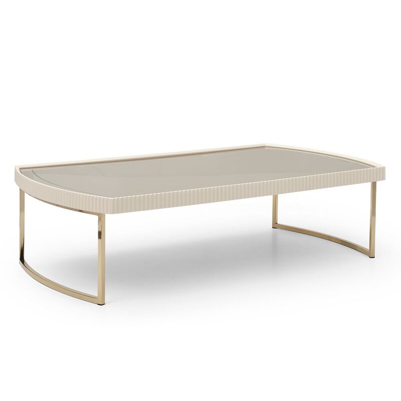 Michael Amini Lisbon Cocktail Table - Silken Matte Cream image number 1