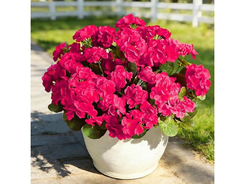 4 Piece Rose Red Artificial Flowers UV Resistant Outdoor Garden Porch Decor image number 1