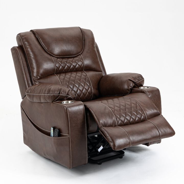 Velvet Recliner Chair with 2 Cup Holder, Lounge Chair Power Lift Chair Relax Sofa Chair