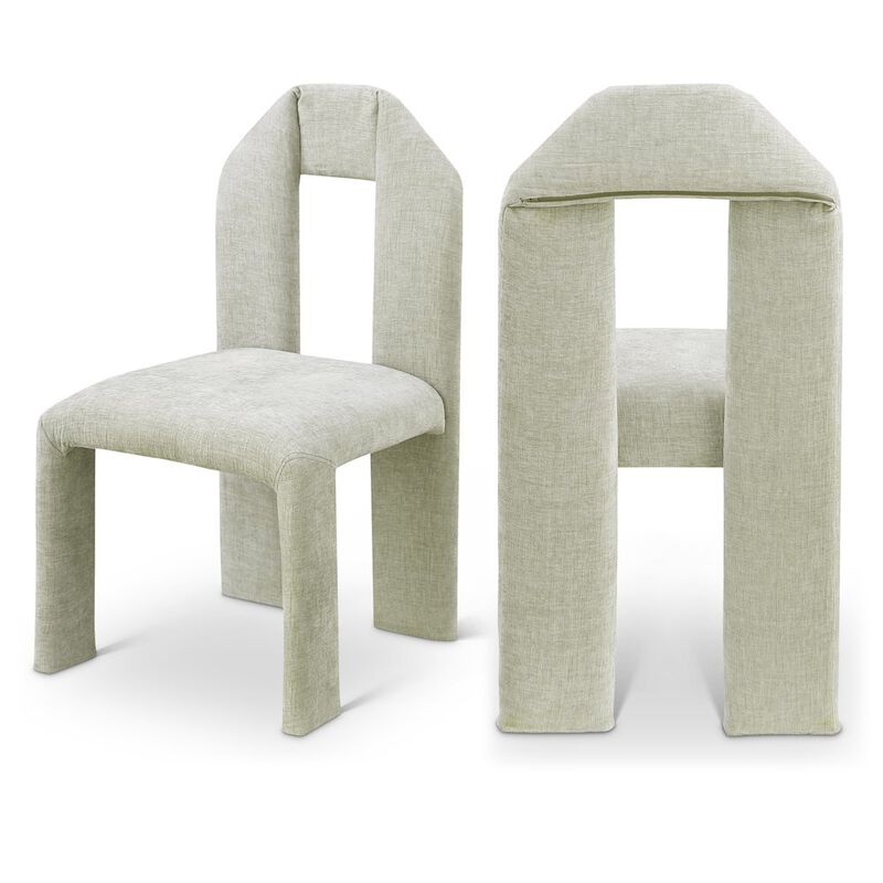 Meridian Furniture Bennett Mint Chenille Fabric Dining Chair, Set of 2