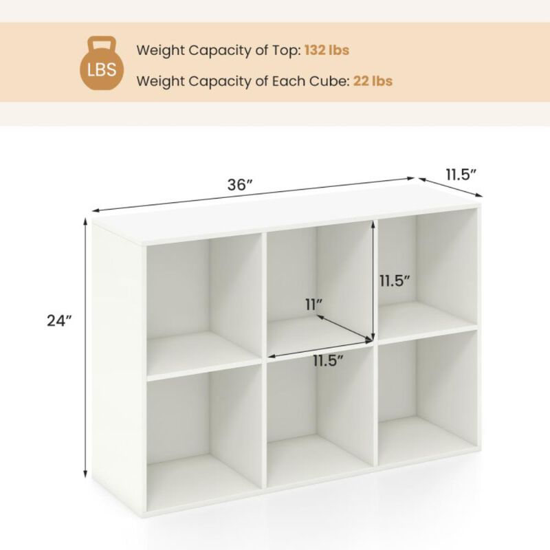 Hivvago Modern 6-Cube Bookcase with Anti-tipping Kits for Bedroom Living Room