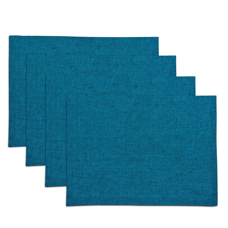 Solino Home Athena 100% Linen Placemats &ndash; Set of 4, 14 x 19 in, Machine Washable, Holiday and Everyday Dining