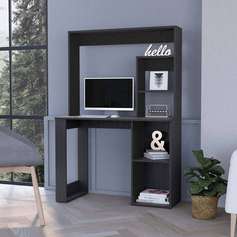 Streamdale Palisades Computer Desk With Hutch And Storage Shelves Black image number 1