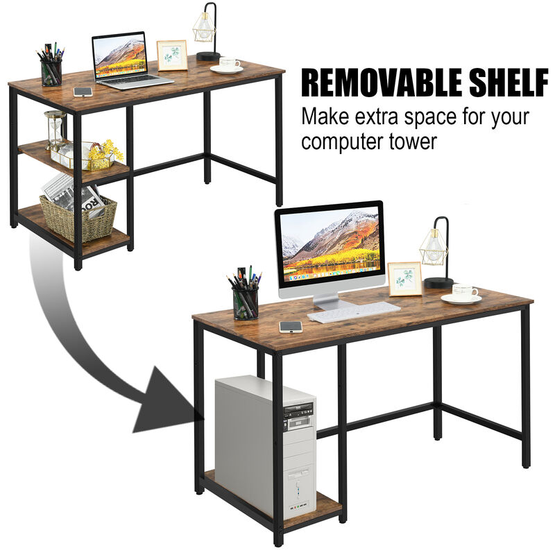 Costway 47'' Computer Desk Office Study Table Workstation Home w/ Adjustable Shelf Black