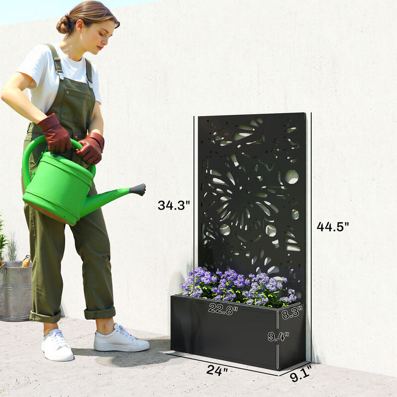 Hivvago Metal Raised Planter with Trellis for Balcony or Garden image number 2