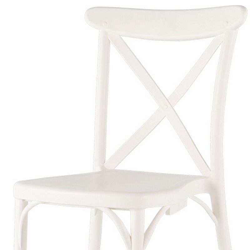 HomeRoots Set of Two White Heavy Duty Plastic Outdoor Stacking Dining Chairs image number 4