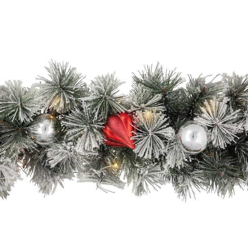 9' x 12&rsquo; Pre-Lit Snowy Bristle Pine Artificial Christmas Garland  Clear Lights image number 3