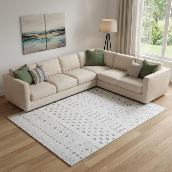 HomeRoots Geometric Distressed Area Rug