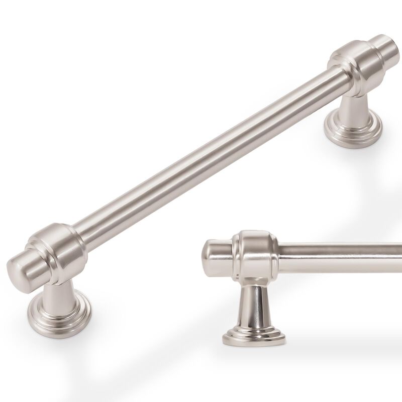 Amasideca 10 Pack Brushed Satin Nickel Cabinet Pulls 5 Inch Hole Centers Kitchen Cabinet Handles Zinc Alloy Silver Drawer Pulls