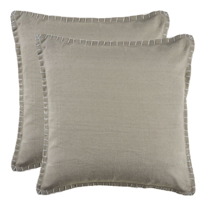 HomeRoots Set of Two Light Gray Cotton Throw Pillow image number 0