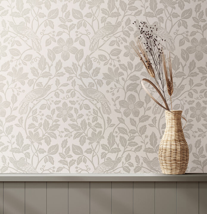 Marlow Bone Bird Vine Wallpaper