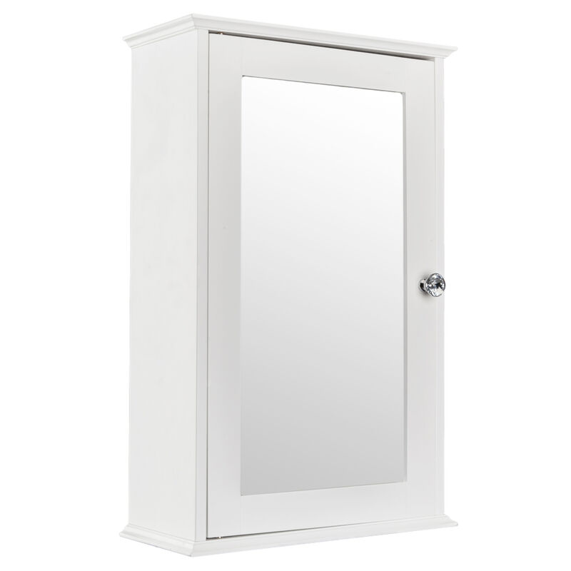 Wall-Mounted Bathroom Cabinet with Single Mirror Door & Shelf Space-Saving Storage Solution
