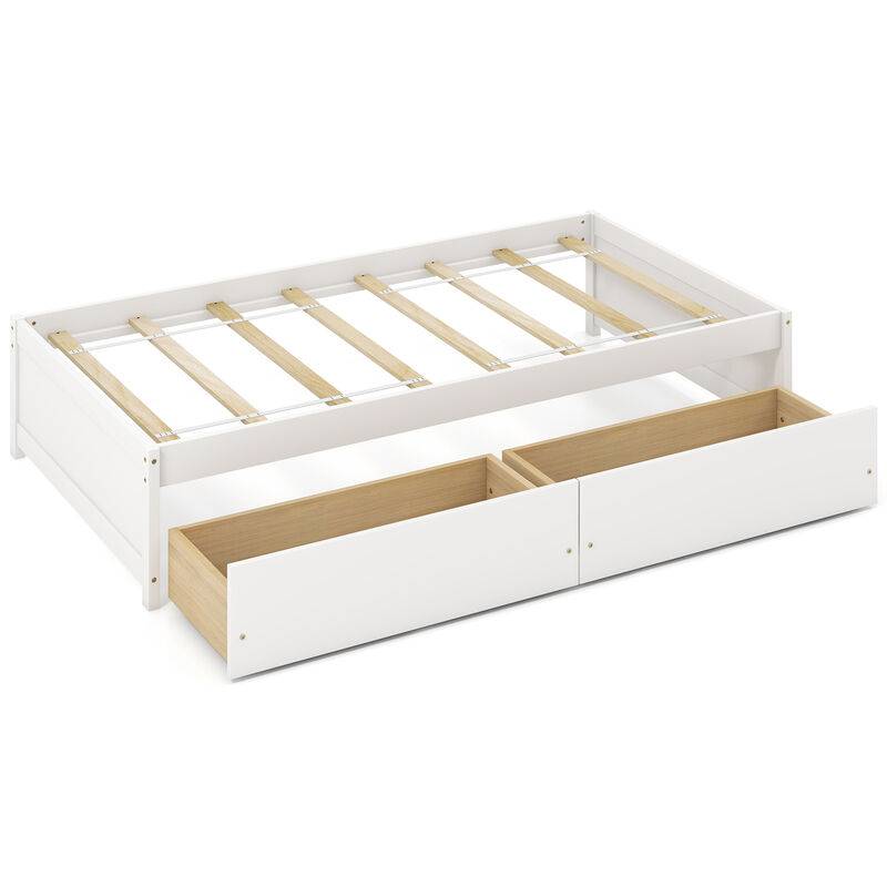 Captain Bed with 2 Drawers and Slats Support for Space-Saving Storage and Comfortable Sleep