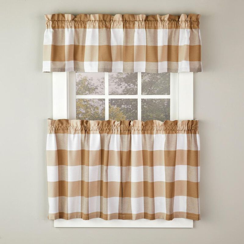 SKL Home By Saturday Knight Ltd Grandin Tier Curtain Pair - 57X36", Tan/White