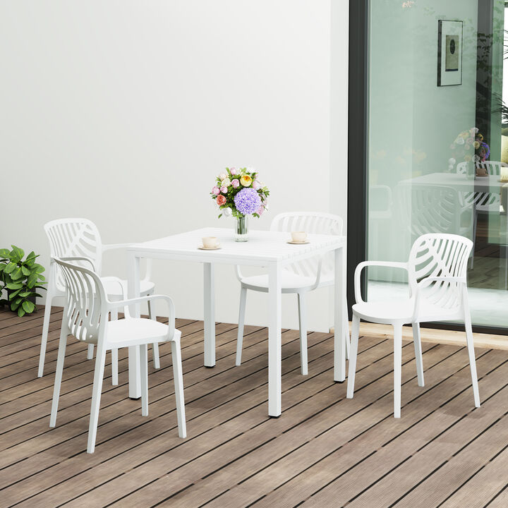 WestinTrends 5-Piece Outdoor Square Dining Table Patio Set with Stackable Patio Dining Chairs