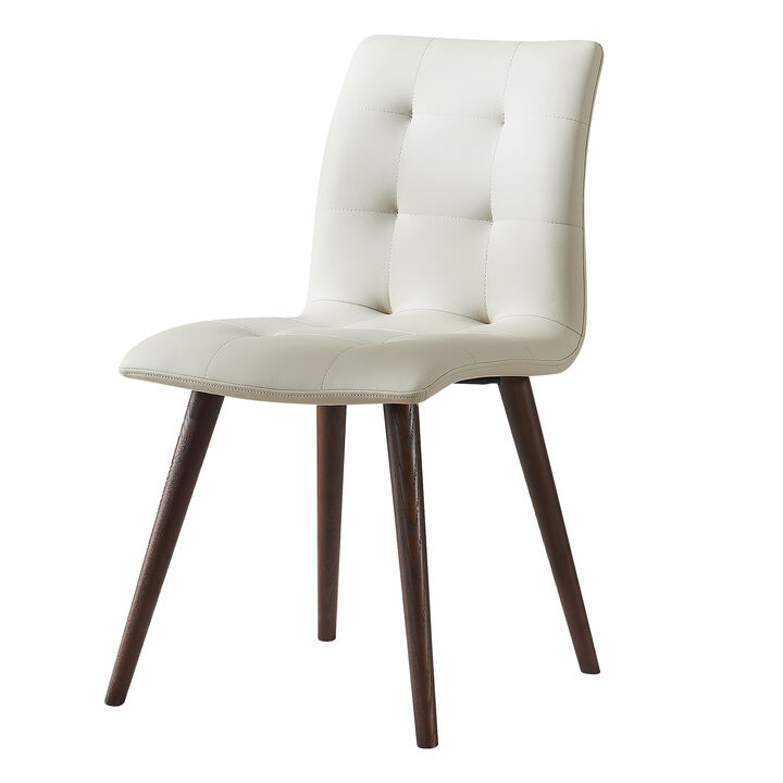 Clihome Dining Chairs Set of 2,Mid Century Modern Chairs with Wood Legs and Fabric Cushion