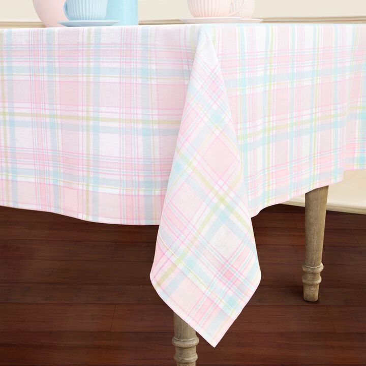 Linen Tablecloth for Dining Table, Holiday and Everyday Table Decor - Palm Beach Plaid