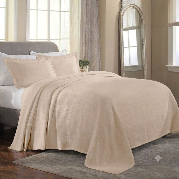 Medallion Pattern Cotton Jacquard Bedspread Set for Full Bedroom Update