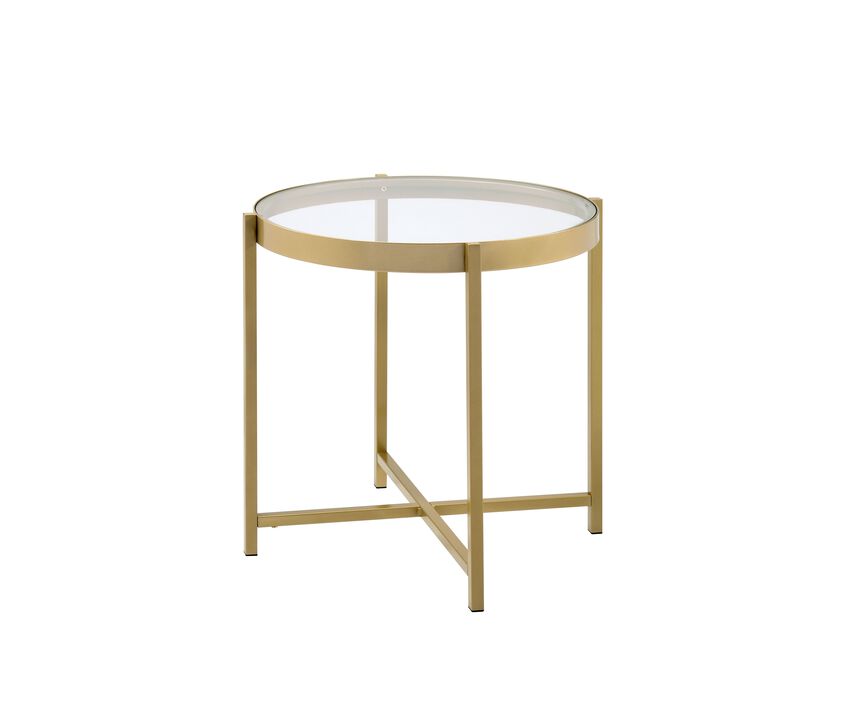 ACME Charrot End Table, Gold Finish