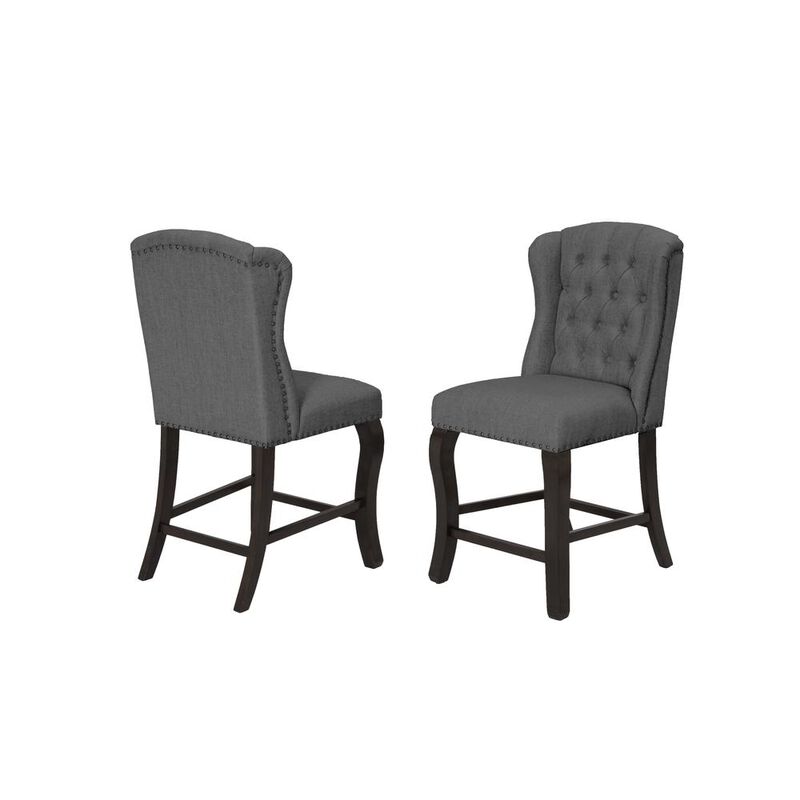 Best Quality Furniture Counter Height Upholstered Side Chairs With Tufted Buttons And Nailhead Trim